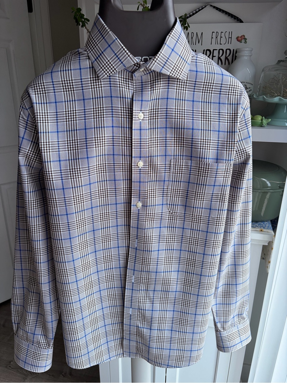Brooks Brothers Blue and White Plaid Dress Shirt